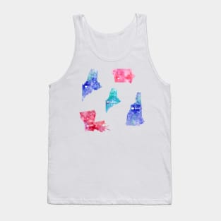 Watercolor map usa states stickers set iowa louisiana new hampshire maine Tank Top